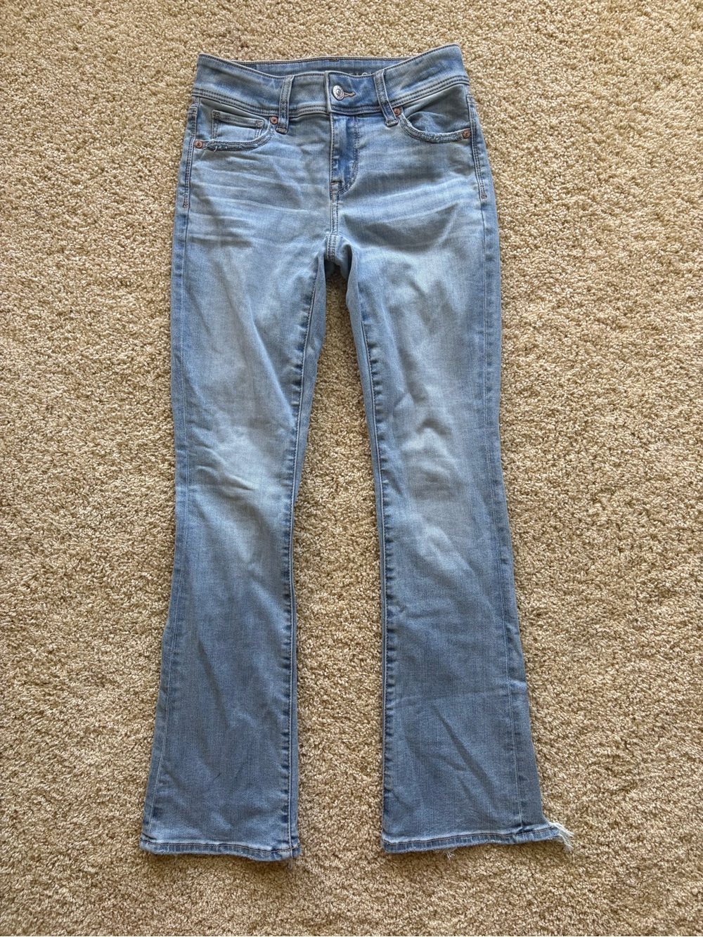 NWT American Eagle Next Level Stretch Kickboot Jeans Light Wash Size 00 Short